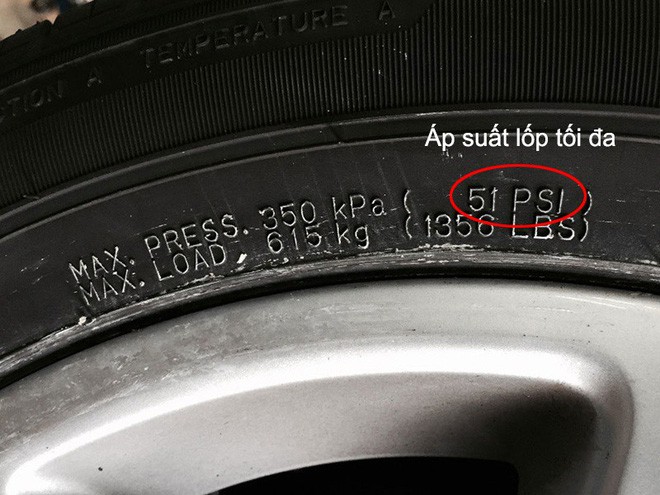 Chỉ số áp suất lốp tối đa
